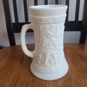 Vintage Fenton bicentennial satin milk glass white 7" beer stein mug 1776-1976